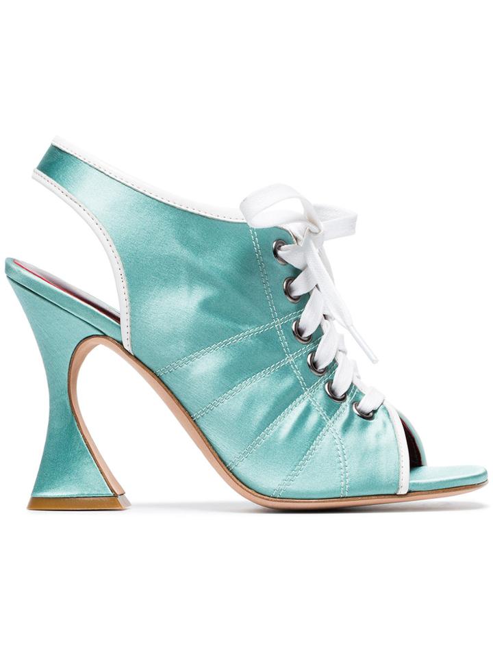 Sies Marjan Mia 100 Satin Slingback Sneaker Sandals - Green