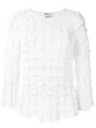 Lamberto Losani Open Knit Jumper, Women's, Size: Large, White, Cotton/polyamide