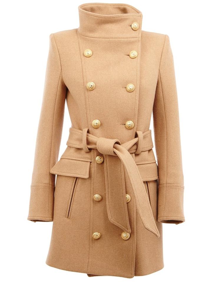 Balmain Tied Double Breasted Coat, Women's, Size: 38, Brown, Cotton/viscose/cashmere/virgin Wool