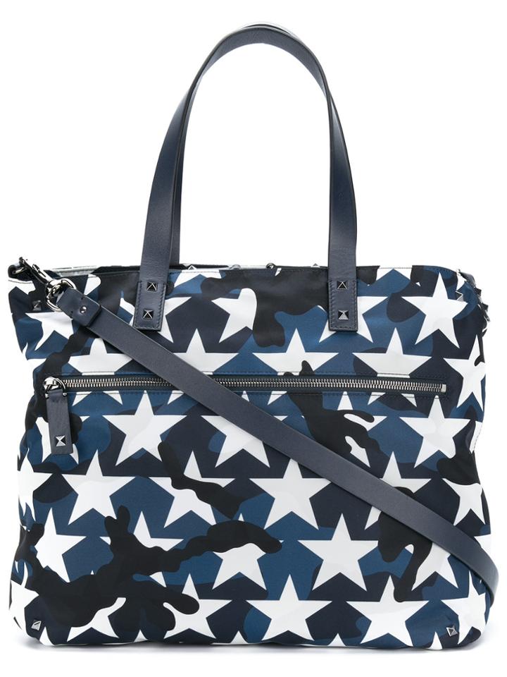 Valentino Valentino Garavani Camouflage Star Print Tote - Blue