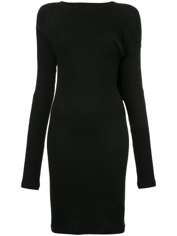 Yohji Yamamoto Ribbed Stole Detail Dress - Black