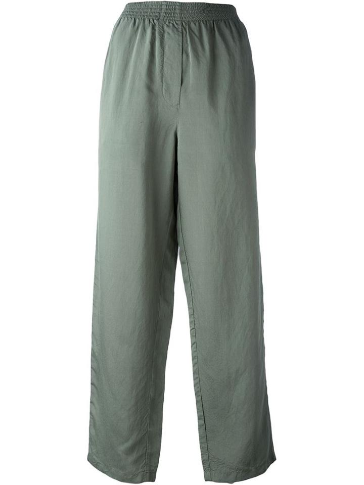 Mm6 Maison Margiela Wide-leg Cropped Trousers, Women's, Size: 42, Green, Viscose/silk