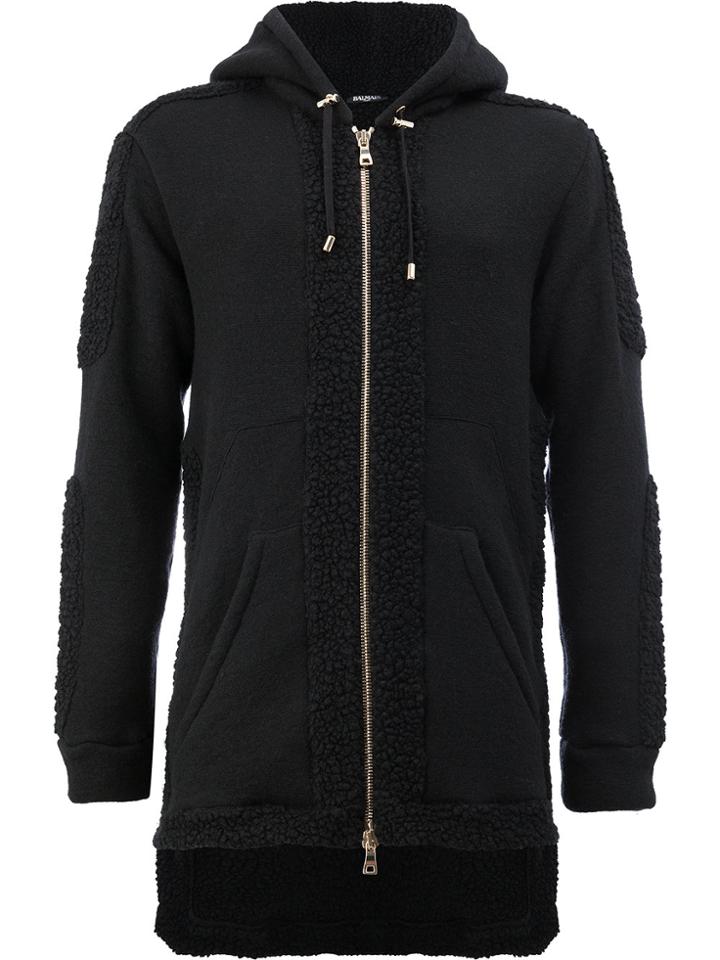 Balmain Long Hooded Sweatshirt - Black