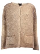 Avant Toi Metallic Effect Cardigan, Women's, Size: Xs, Nude/neutrals, Aluminium/virgin Wool/polyimide
