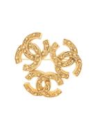 Chanel Vintage Logos Brooch Pin Corsage - Gold