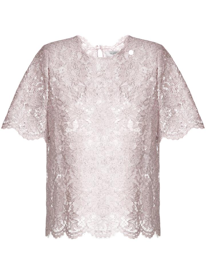 Valentino Heavy Lace Top - Pink & Purple