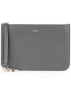 Valextra Zipped Pouch, Grey, Calf Leather
