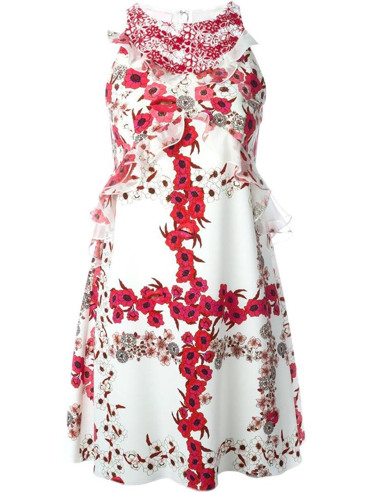 Giamba Floral Print Halterneck Dress, Women's, Size: 40, White, Viscose/cotton/polyester/silk