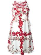 Giamba Floral Print Halterneck Dress, Women's, Size: 40, White, Viscose/cotton/polyester/silk