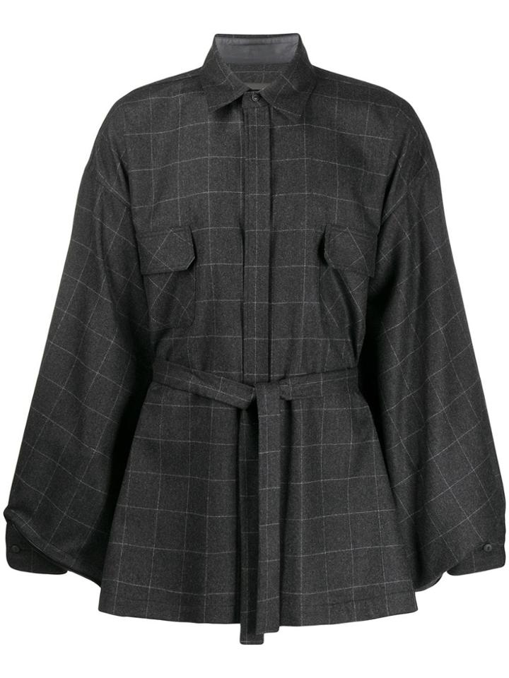 Fumito Ganryu Check Print Shirt - Grey