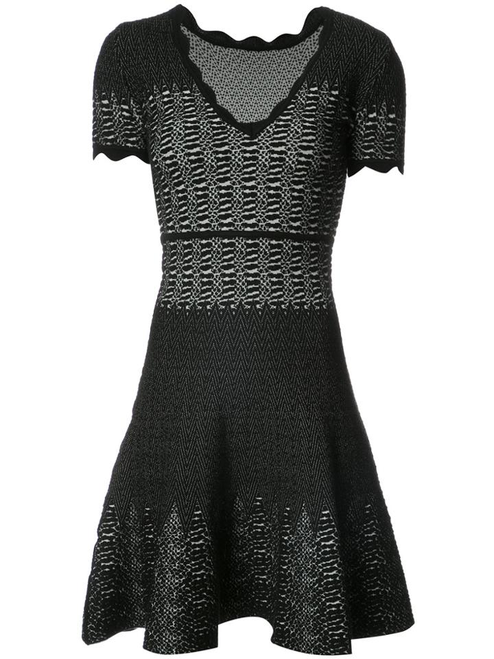 Yigal Azrouel Snakeskin Effect Flared Dress - Black