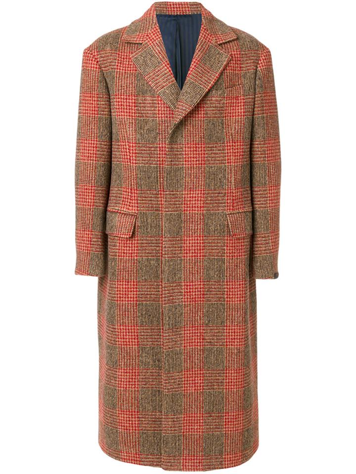 Mp Massimo Piombo Checked Long Coat - Yellow & Orange