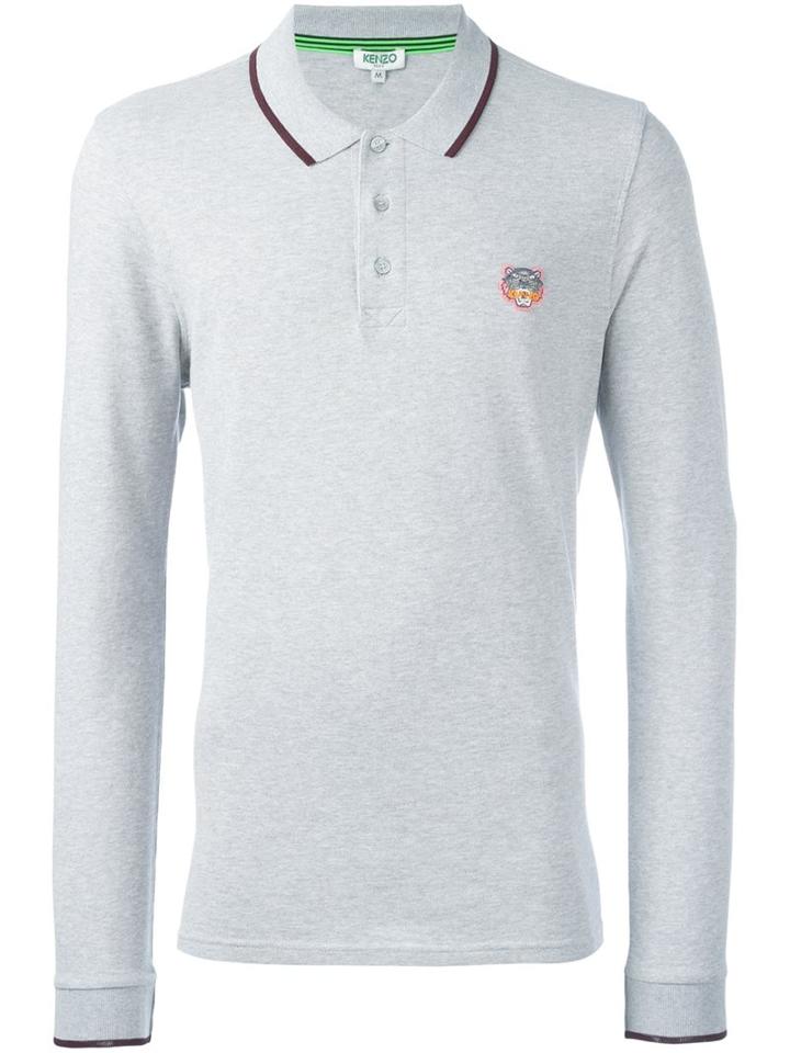 Kenzo 'mini Tiger' Polo Shirt, Men's, Size: Xxl, Grey, Cotton
