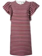Msgm Ruffled Sleeves T-shirt Dress, Women's, Size: 42, Blue, Cotton/polyamide/polyester/spandex/elastane