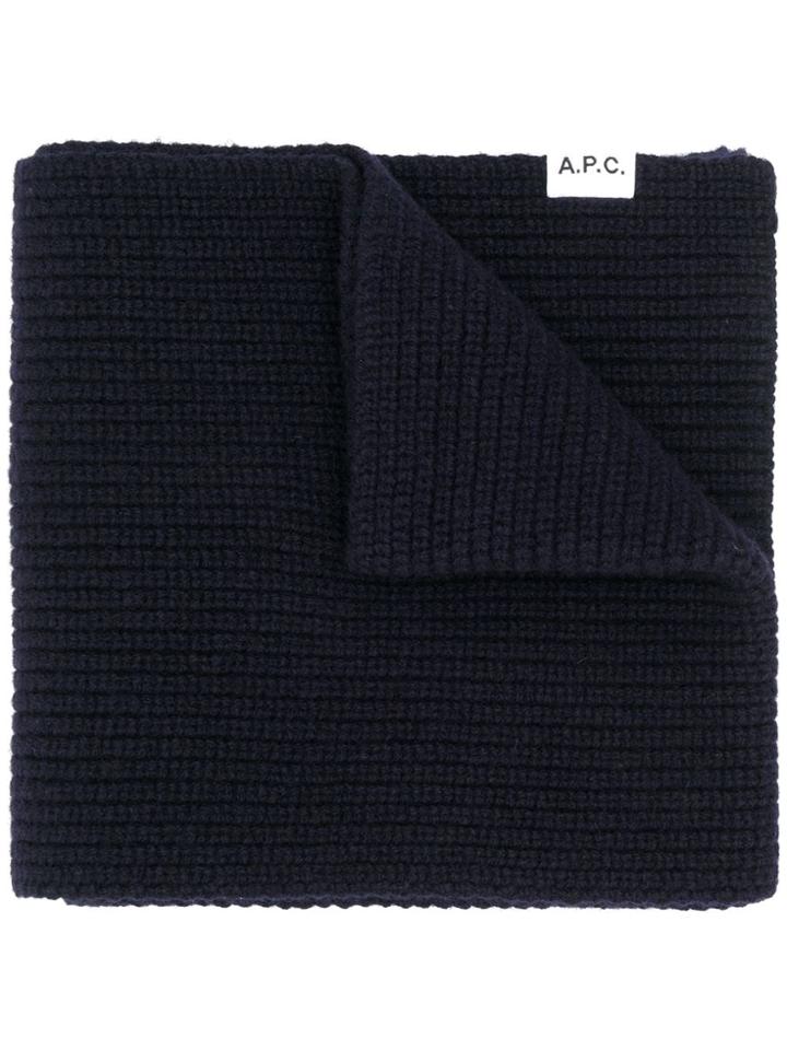 A.p.c. Cable Knit Scarf - Blue