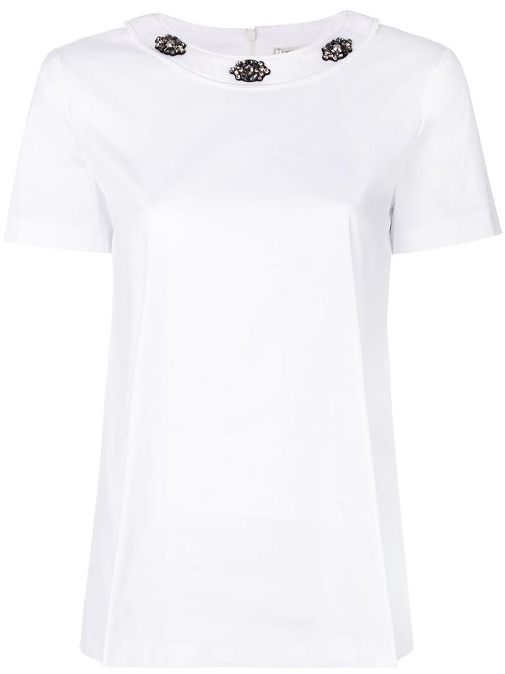 's Max Mara - Studded Collar Top - Women - Cotton/polyamide/spandex/elastane - 36, White, Cotton/polyamide/spandex/elastane