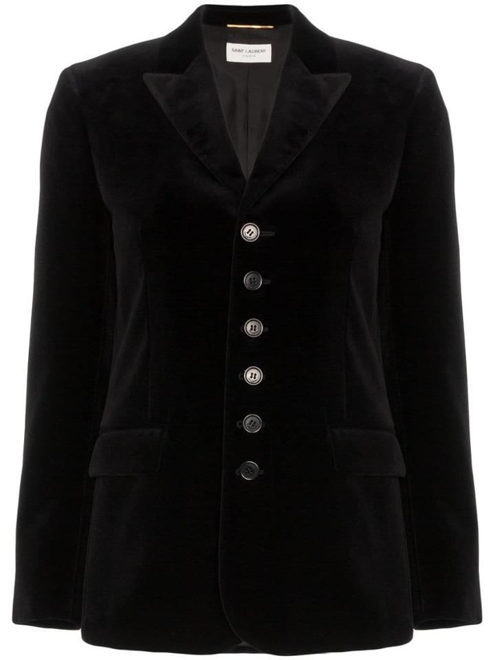 Saint Laurent Velvet Single-breasted Blazer - Black