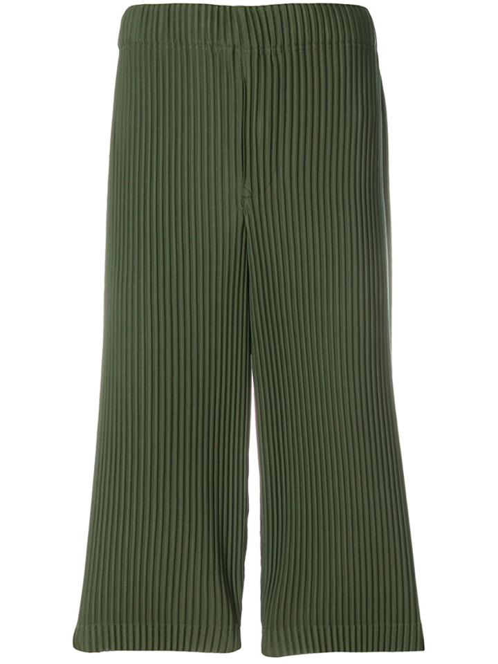 Homme Plissé Issey Miyake Pleated Cropped Trousers - Green