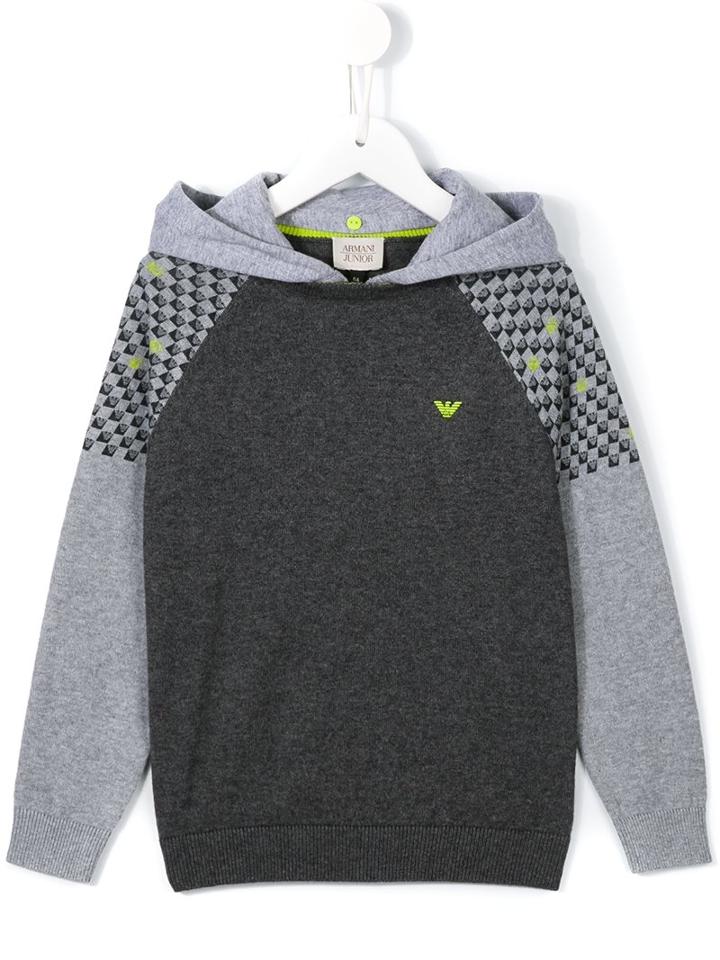 Armani Junior Logo Print Hoodie, Boy's, Size: 8 Yrs, Grey