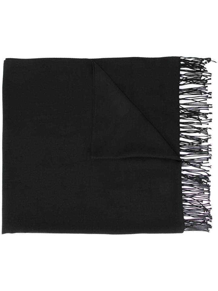 Emporio Armani Frayed Scarf, Men's, Black, Polyester/viscose