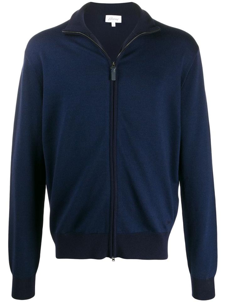 Brioni Zipped Bomber Jacket - Blue