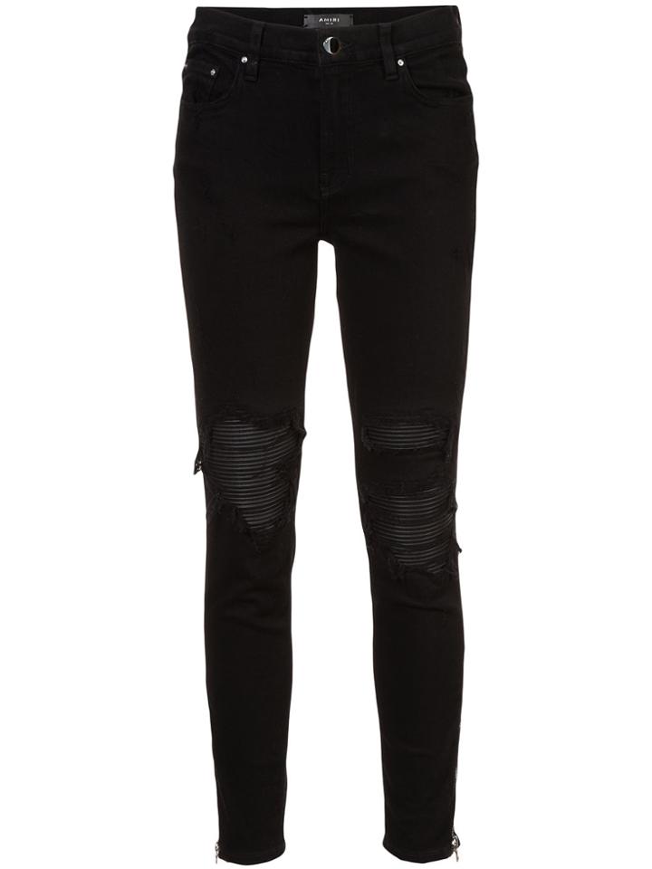 Amiri Distressed Skinny Jeans With Under Layer - Black
