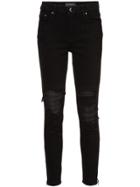 Amiri Distressed Skinny Jeans With Under Layer - Black