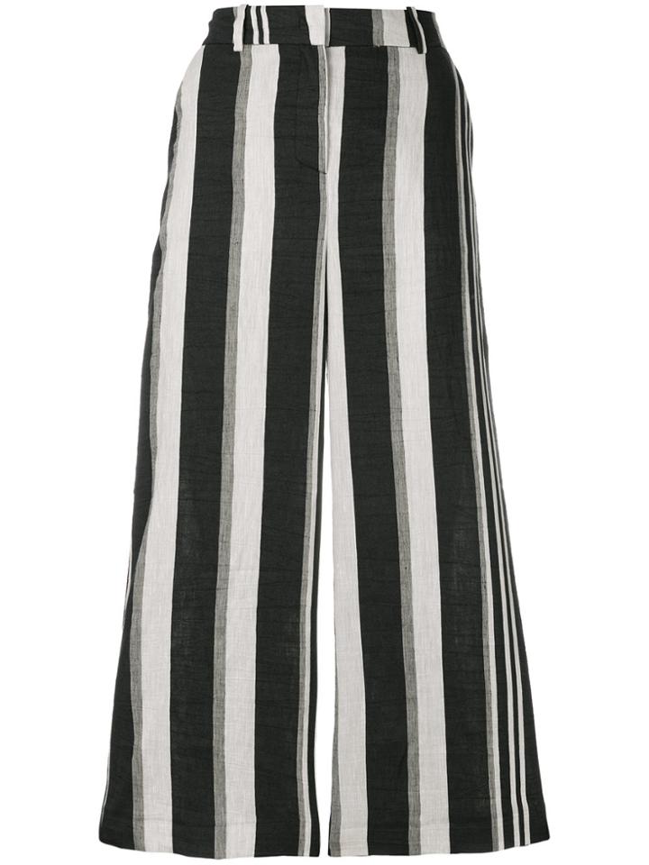 Kiltie Cropped Stripe Trousers - Black