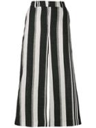 Kiltie Cropped Stripe Trousers - Black