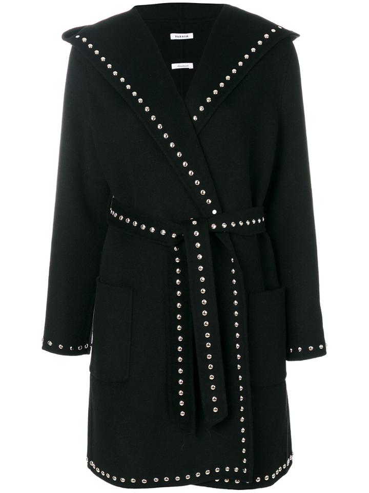 P.a.r.o.s.h. Belted Stud Coat - Black