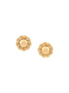Monet Pre-owned 1980s Textured Gold-plated Earrings