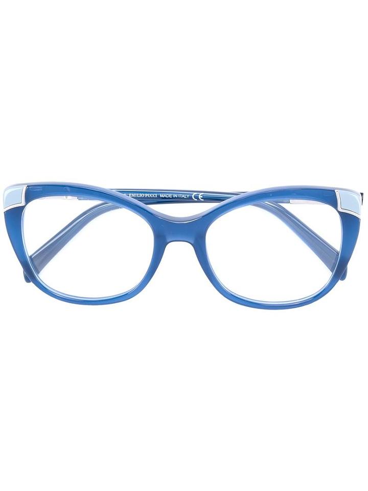Emilio Pucci Butterfly Frame Glasses, Green, Metal/acetate
