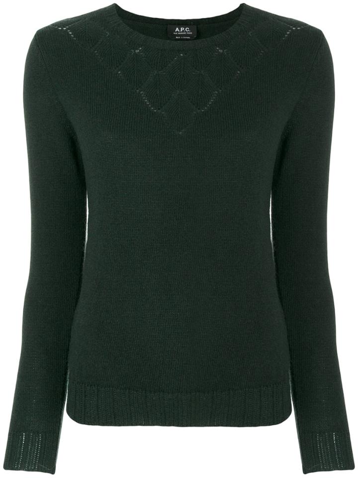 A.p.c. Patterned Knit Neckline Sweater - Green