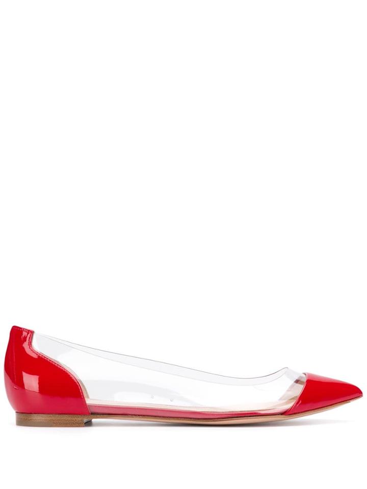 Gianvito Rossi Taba Trasp Ballerinas - Red