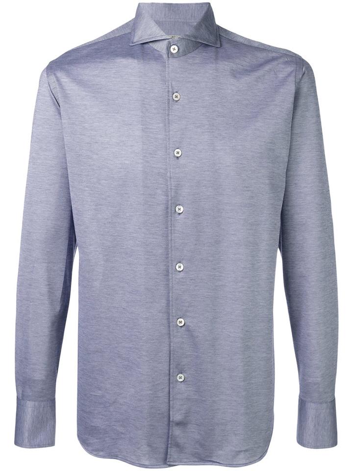 Canali Modern Fit Shirt, Men's, Size: Large, Blue, Cotton