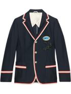 Gucci Cotton Jacket With Gucci Pool Patch - Blue