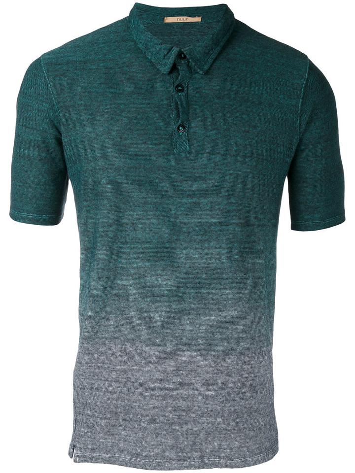 Nuur Gradient Effect Polo Shirt, Men's, Size: 48, Green, Cotton/linen/flax