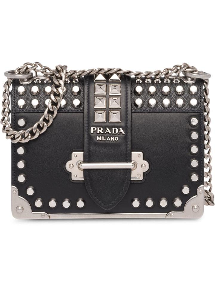 Prada Cahier Studded Bag - Black