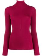 Closed Roll-neck Ribbed Jumper - Pink