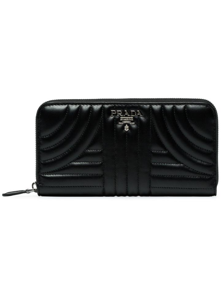 Prada Black Bevelled Continental Wallet