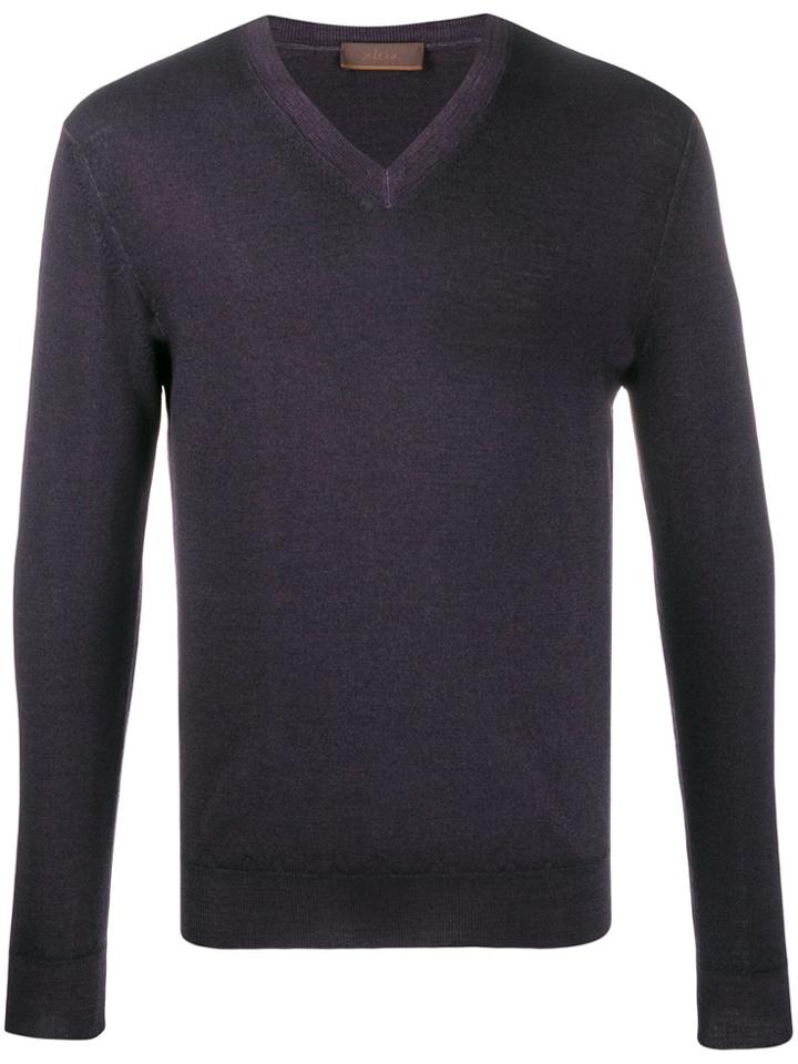 Altea V-neck Slim-fit Jumper - Purple