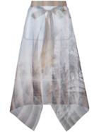 Fendi Sheer Printed Skirt, Women's, Size: 44, Nude/neutrals, Silk/viscose/cotton