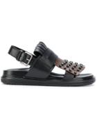 Marni Fringed Studded Sandals - Black