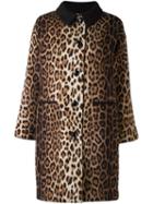 Boutique Moschino Leopard Print Coat, Women's, Size: 42, Brown, Polyamide/polyester/rayon/wool