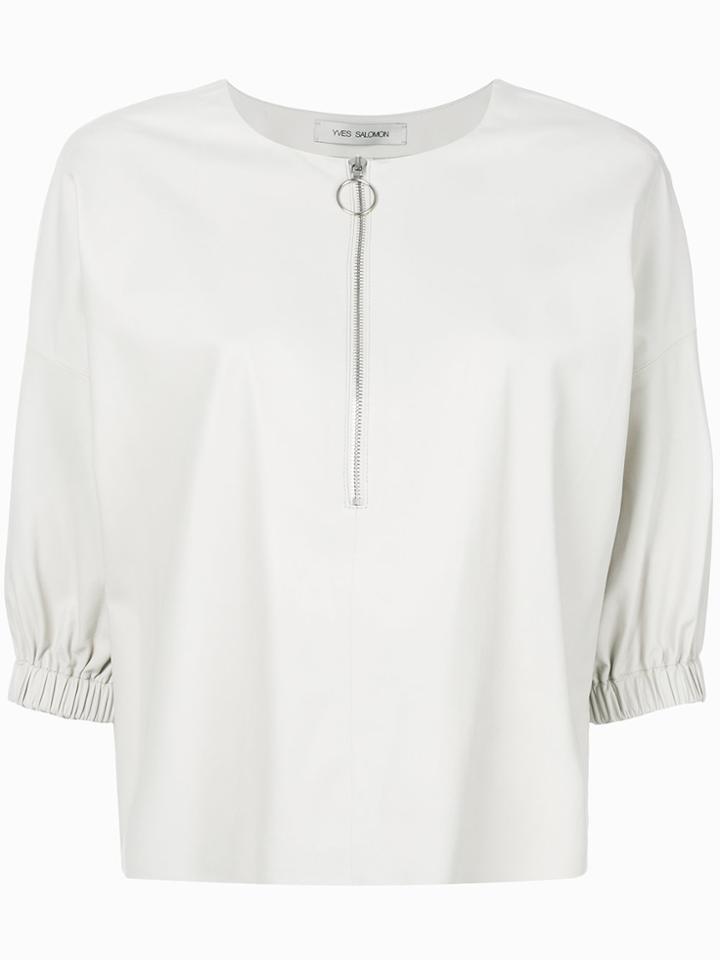 Yves Salomon Zip-front Top - White