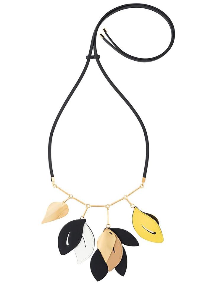 Marni Leaf-shaped Contrasted Panel Necklace
