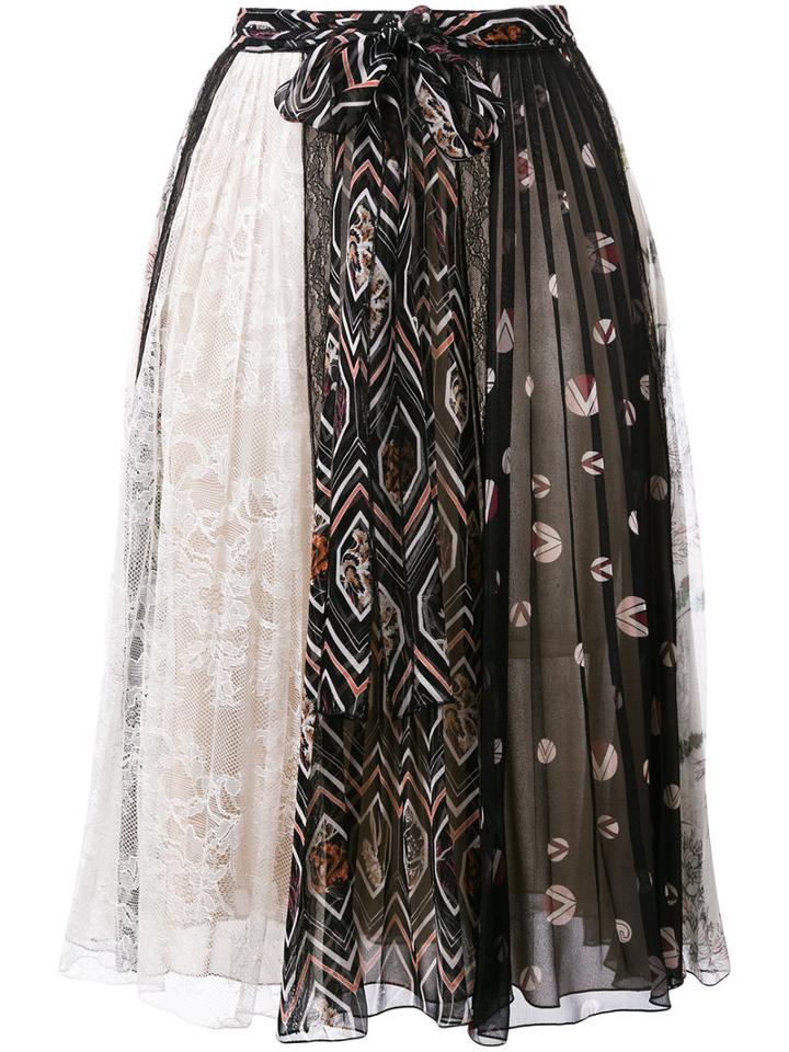Giambattista Valli Patch Print Pleated Skirt, Women's, Size: 42, Silk/cotton/polyamide/viscose