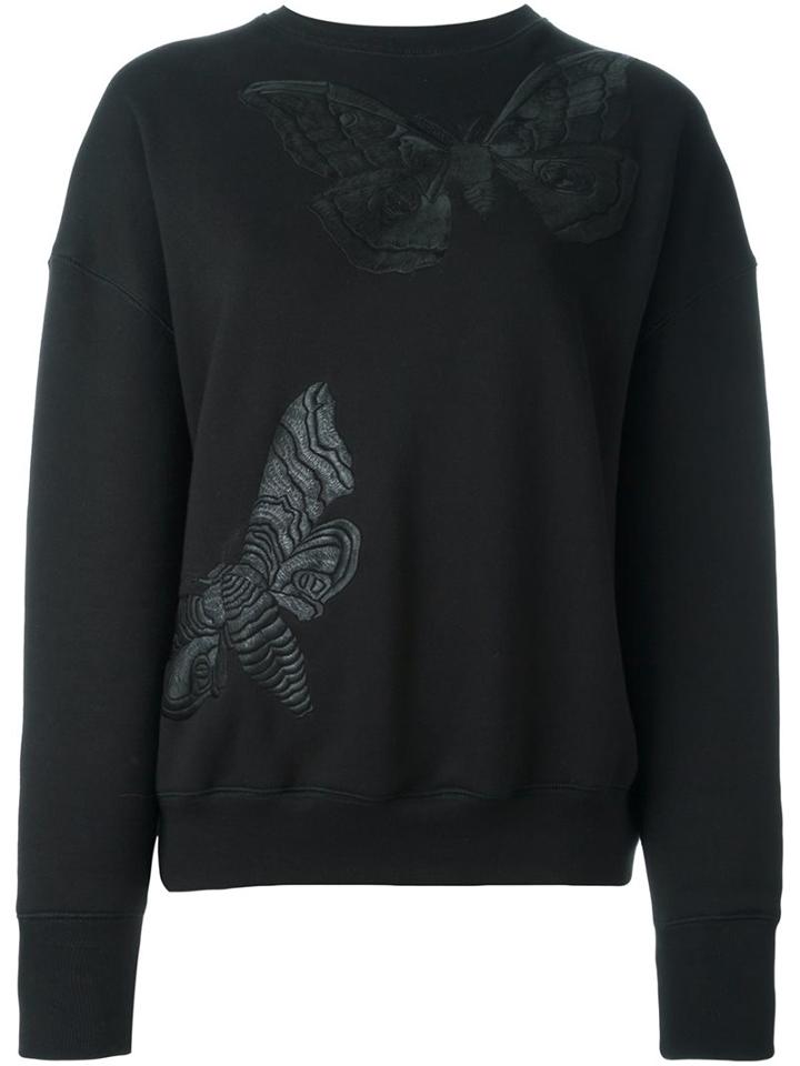 Alexander Mcqueen Moth Embroidered Sweatshirt, Women's, Size: 40, Black, Cotton/polyester/viscose