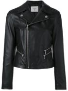 Dondup Cropped Zip Up Jacket, Women's, Size: 44, Black, Lamb Skin/polyester