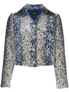 Giambattista Valli Python Print Cropped Jacket - Blue